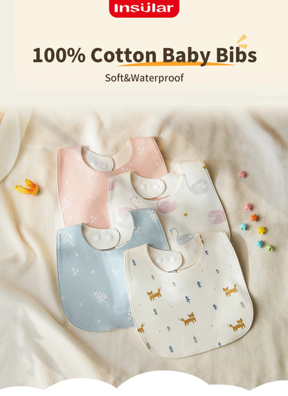 INSULAR Baby Bibs Newborn Cotton Soft Saliva Towel Infant Feeding Cloth Muslin Stuff Printing Pinny Waterproof U-shaped 3 Layers