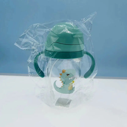 350ml Baby Bottles Drinking Cup Feeding Bottle with Straw Gravity Ball Wide-Caliber Kids Drinking Milk Water Dual-Use Bottle
