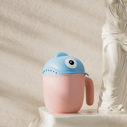 Baby Bath Shower Head Rinse Cup Cartoon Shark Cute Shower Washing Bathroom Accessories Bathing Toys for 0-6 Years Old Baby