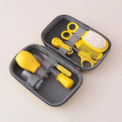 8/13pcs Baby Care EVA Bag Eight-piece Set Baby Nasal Aspirator Nail Scissors Cartoon Set Daily Cleaning Supplies Care Bag