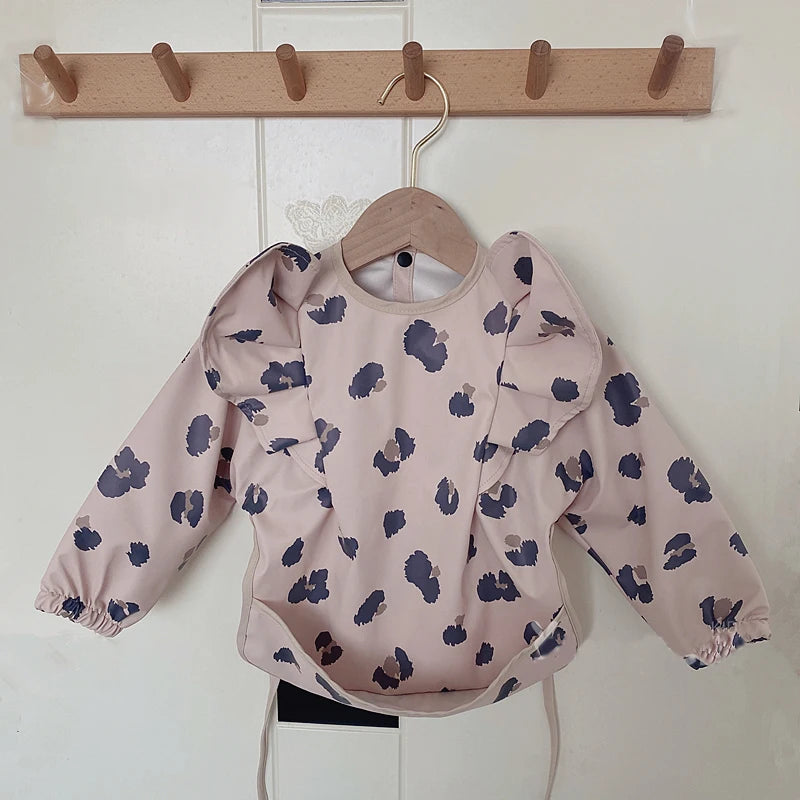 Baby Feeding Bibs Angel Wings Kids Waterproof Long Sleeve Art Smock Baby Stuff Anti-dirty Dinning Apron with Pocket for Newborn
