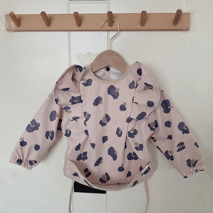 Baby Feeding Bibs Angel Wings Kids Waterproof Long Sleeve Art Smock Baby Stuff Anti-dirty Dinning Apron with Pocket for Newborn