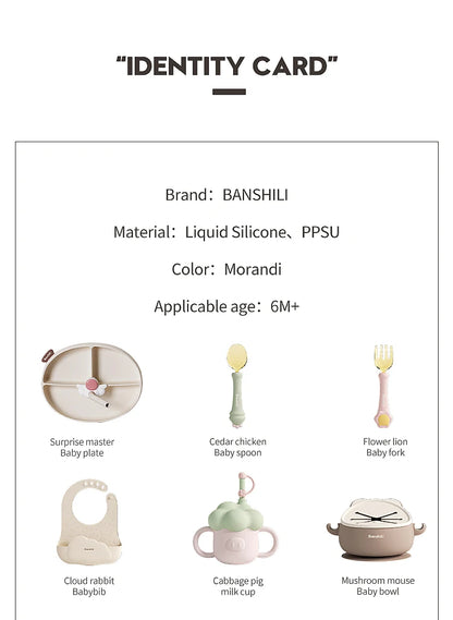 BANSHILI Baby Learning Feeding Cup Kid Feeding Drinkware Straw Bottles Anti-Hot Leakproof Silicone Tableware Toddler Water Bottl