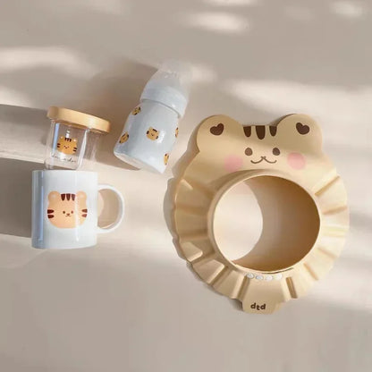 Cute Bear Adjustable Shower Cap Baby Eyes-Protected Ears-Protected Infant Bathing Protection Hat Soft Baby Hair Washing Hat