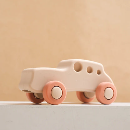 Montessori Baby Silicone Car Toys 0 12 Months Newborn Baby Things Silicone Baby Teether Toy Car  Educational Toy Silicone Blocks