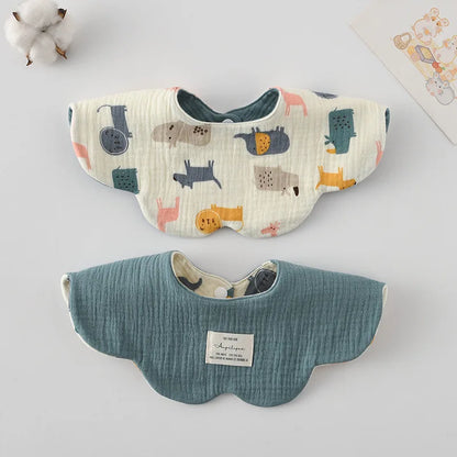 New Cute Cartoon Two-sided Usable Baby Feeding Drool Bib Infants Saliva Towel Cotton Burp Cloth For Newborn Toddler Kids Bibs