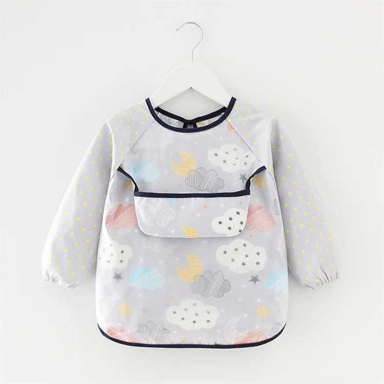 Newborn Baby Bibs Blouse Waterproof Long-sleeved Reverse Dressing Infant Eating Clothes Apron Bib Protective Clothing 0-2Years