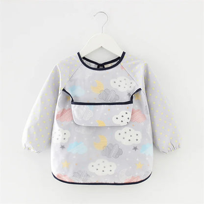 Newborn Baby Bibs Blouse Waterproof Long-sleeved Reverse Dressing Infant Eating Clothes Apron Bib Protective Clothing 0-2Years
