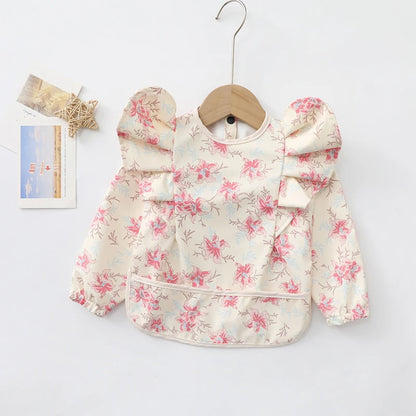 Baby Feeding Bibs Angel Wings Kids Waterproof Long Sleeve Art Smock Baby Stuff Anti-dirty Dinning Apron with Pocket for Newborn