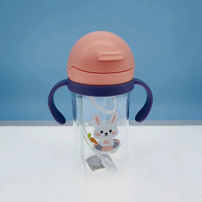 350ml Baby Bottles Drinking Cup Feeding Bottle with Straw Gravity Ball Wide-Caliber Kids Drinking Milk Water Dual-Use Bottle