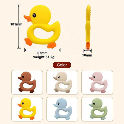 Food Grade Soft Silicone Infant Cartoon Duck Teether Sensory Teething Toys for Newborn Molar Nursing Baby Accessories BPA Free