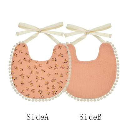 Muslin Cotton Baby Boys Girls Bibs Double Side Flower Rainbow Print Saliva Towel Infant Feeding Burp Cloth Kids Adjustable Scarf