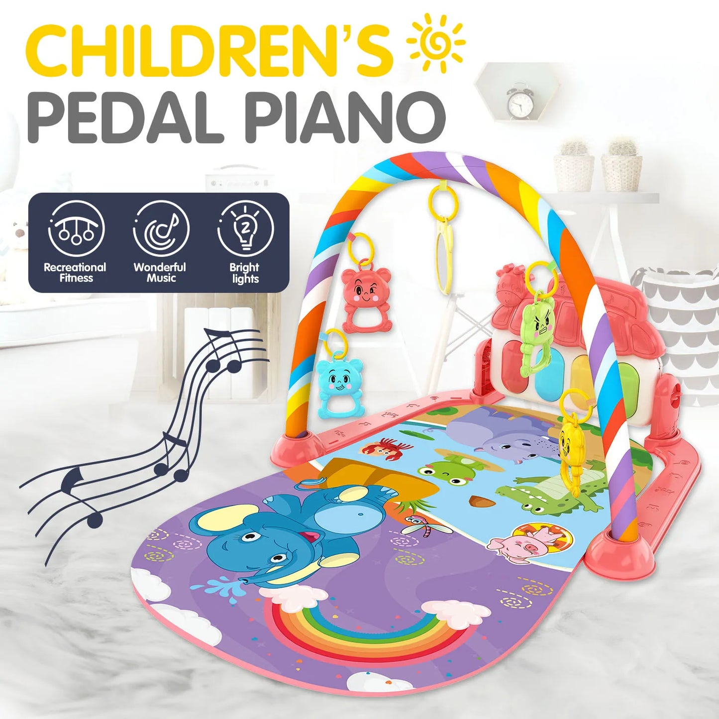Children's pedal piano education early education music fitness baby music fitness equipment toy light crawling mat
