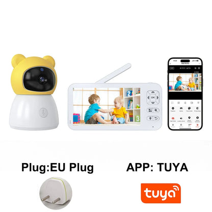 TUYA 5 Inch Video Baby Monitor with Camera PTZ Zoom 3MP Babyphone Cam Security Protection Surveillance Cam Temperature Sensor