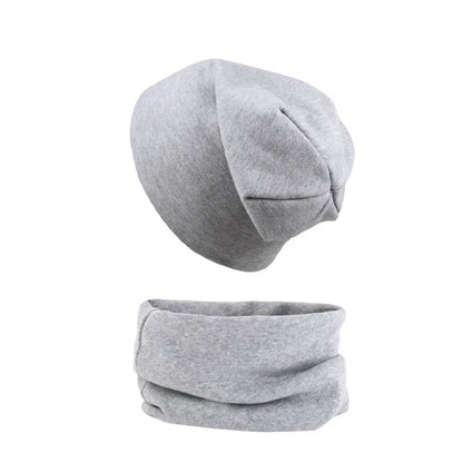 2pcs New Baby Hat Scarf Autumn Winter Soft Elastic Beanie Hats Cotton Newborn Bonnet Warm Accessories Set Boys Girls Hip Hop Cap