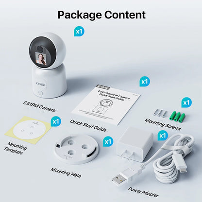 ZOSI C519M 4MP HD Indoor Baby Monitor 1.44 Inch Screen 2.4G/5G WiFi Video Call Auto Tracking Wireless IP Smart Surveillance Cam