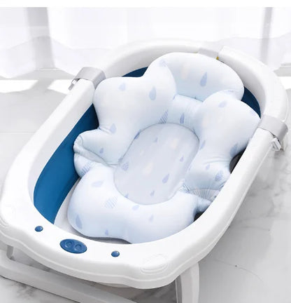 Baby Bath Seat Support Mat Foldable Baby Bath Tub Pad Chair Newborn Bathtub Pillow Infant Anti-Slip Soft Comfort Body Cushion