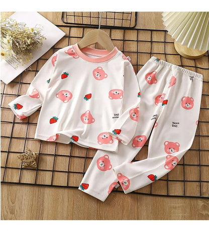 1pcs Children's Underwear Set Kids Soft Cotton Pajamas Boys Girls Baby Spring Autumn Cute Cartoon Long Sleeve Home Sleepwear