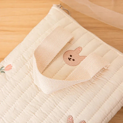 Cotton Mommy Bag Baby Diaper Bag Nappy Caddy Pouch Portable Stroller Storage Bag Cute Bear Embroidery Purse Baby Organizer