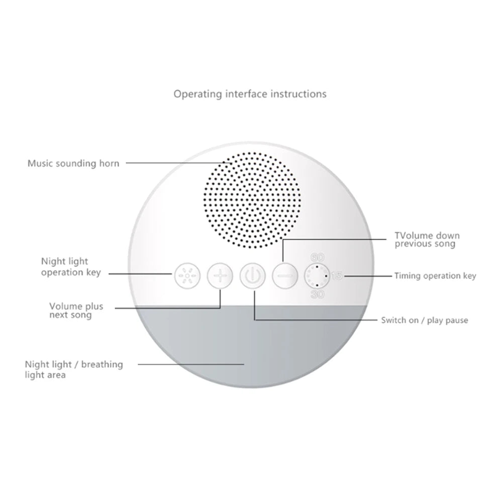 Baby Care Assisted Sleep Save Energy White Noise Machine with Night Light Music