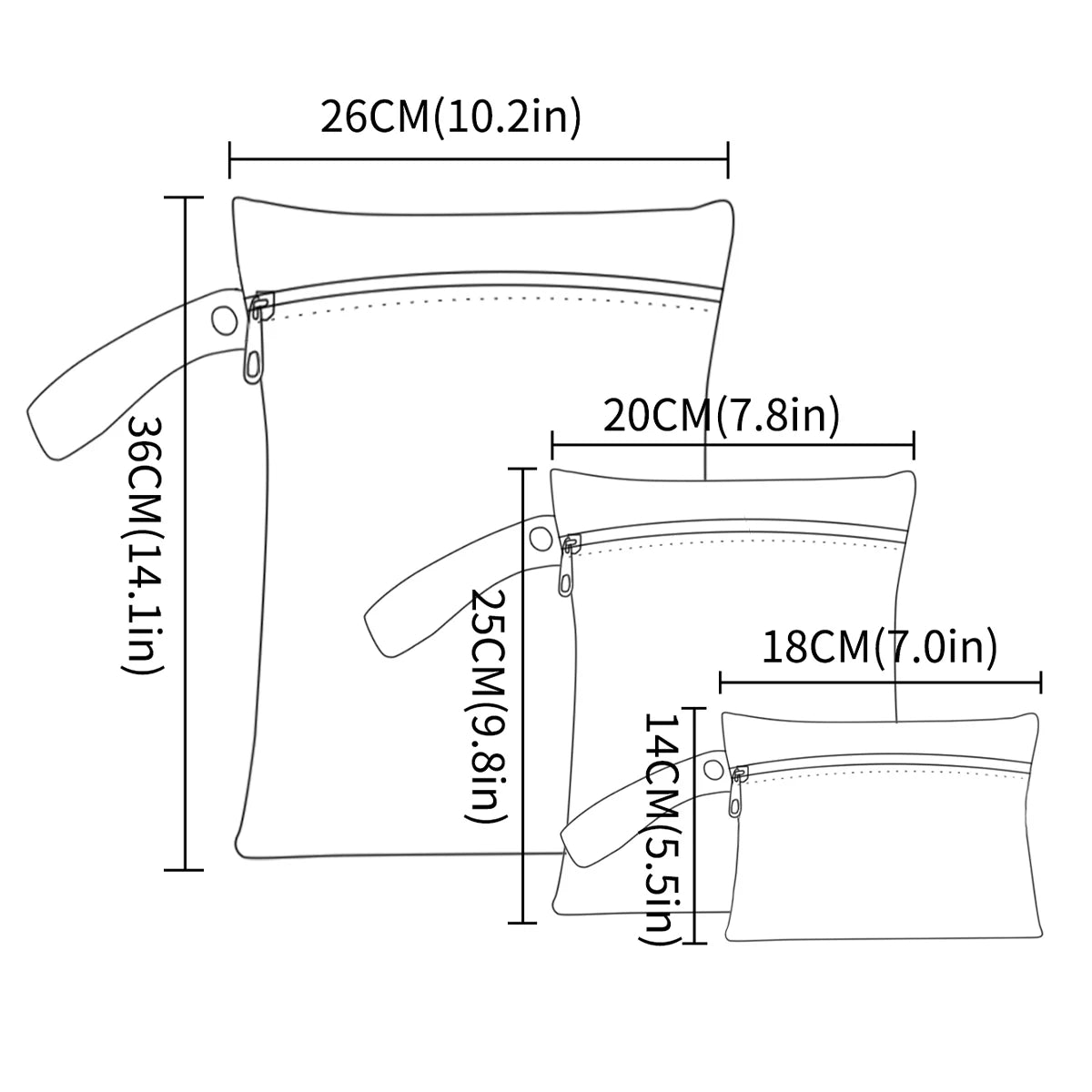 3pcs Different Size Waterproof Wet Bag Wet Dry Bags For Baby Cloth Diapers&Breast Pump Part Organizer For Swimsuit Wet Clothes