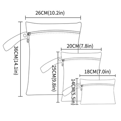 3pcs Different Size Waterproof Wet Bag Wet Dry Bags For Baby Cloth Diapers&Breast Pump Part Organizer For Swimsuit Wet Clothes