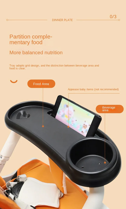 3 In 1 Baby Stroller Dinner Table Tray Phone Stand Plate Accessories Supplies for Toddler Infant Girl Boy Milk Bottle Cup Holder