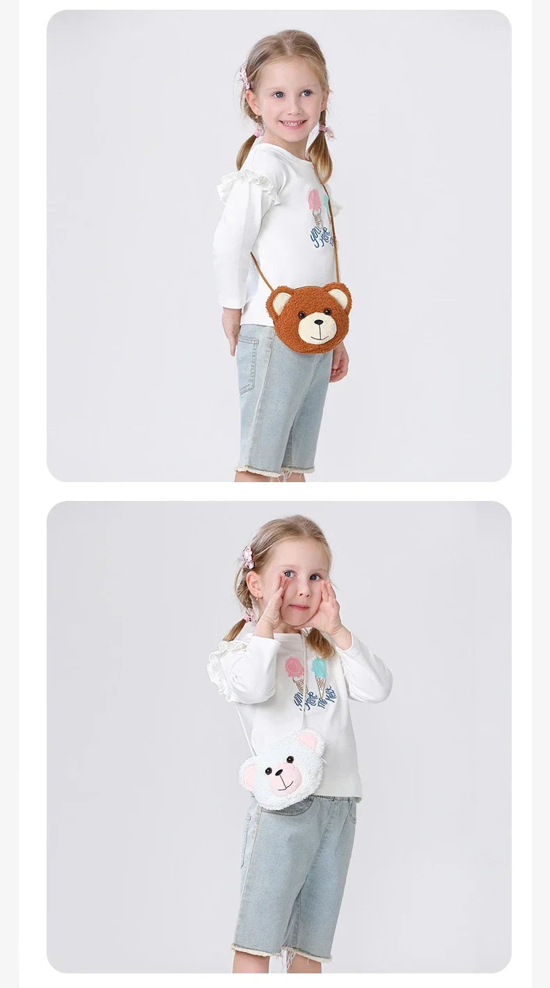 Cartoon Plush Crossbody Bag for Children Cute Animal Bear Coin Wallet Boys and Girls Mini Shoulder Bag Kawaii Plush Purses