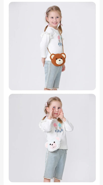 Cartoon Plush Crossbody Bag for Children Cute Animal Bear Coin Wallet Boys and Girls Mini Shoulder Bag Kawaii Plush Purses