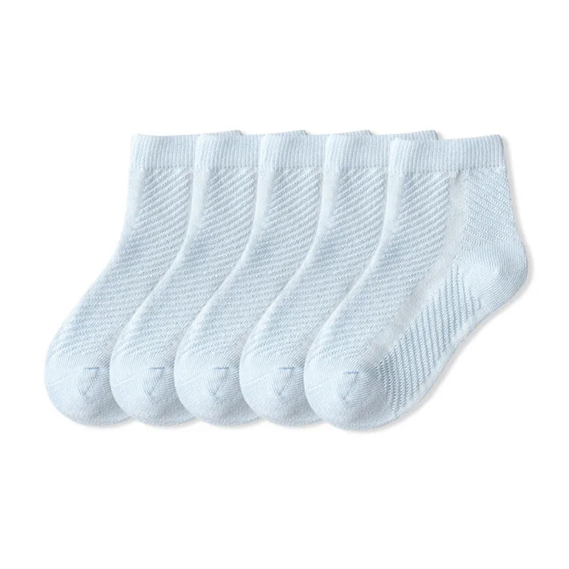5 Pairs/Lot Children Cotton Socks Boy Girl Baby Fashion Solid Wild Soft Breathable For 1-12 Years Summer Kids Casual Mesh Socks