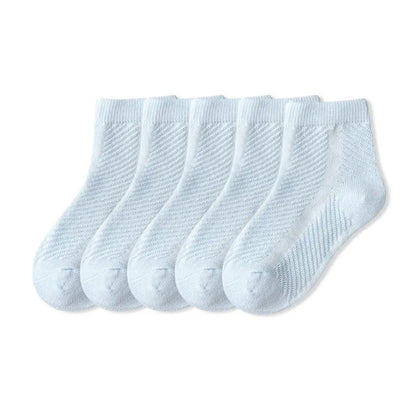 5 Pairs/Lot Children Cotton Socks Boy Girl Baby Fashion Solid Wild Soft Breathable For 1-12 Years Summer Kids Casual Mesh Socks