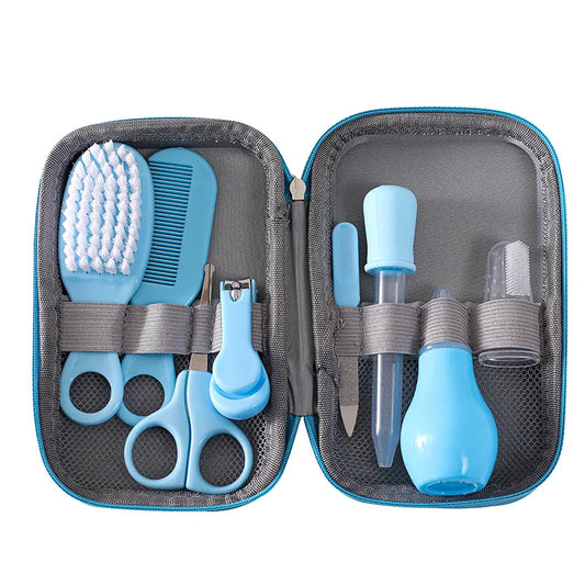 8/13pcs Baby Care EVA Bag Eight-piece Set Baby Nasal Aspirator Nail Scissors Cartoon Set Daily Cleaning Supplies Care Bag