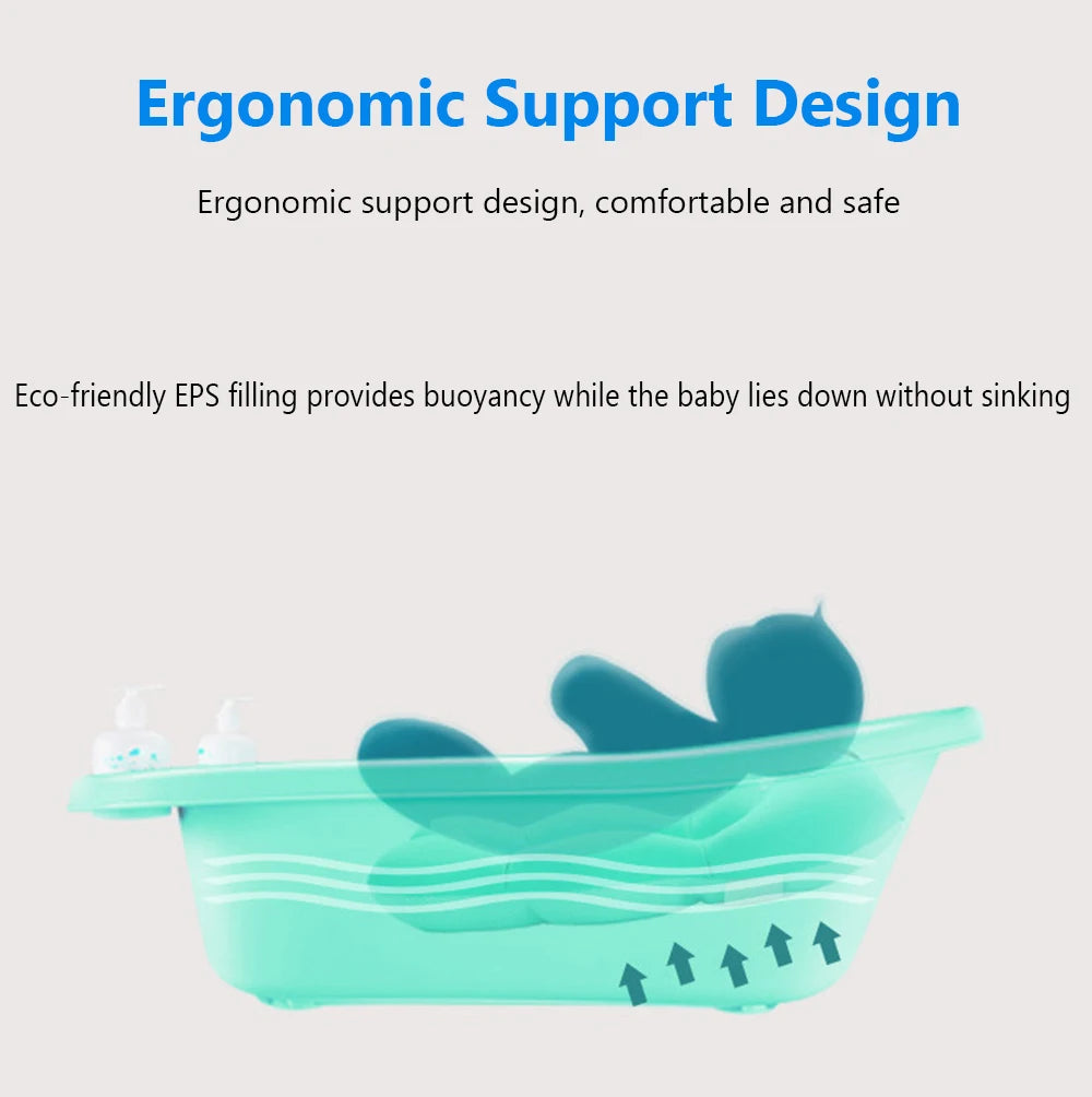 Baby Shower Bath Tub Pad Non-Slip Bathtub Seat Support Mat Newborn Safety Security Bath Support Cushion Foldable Soft Pillow