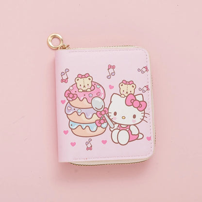 Sanrio Hello Kitty Coin Purse Cute Cartoon Short Wallet Cartoon Student Mini Zipper Ladies Practical Fashion Kawaii Coin Purse