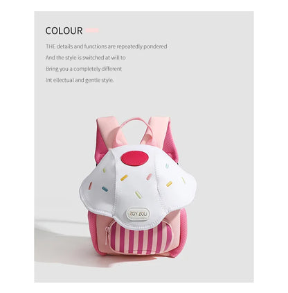 Kid Backpack Cute Mushroom Apple Kindergarten Cartoon Pink Mini Travel Bag Schoolbag Preschool Gift for Toddler Girl Boy 3-6