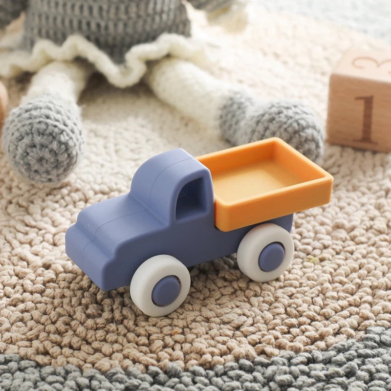 Montessori Baby Silicone Car Toys 0 12 Months Newborn Baby Things Silicone Baby Teether Toy Car  Educational Toy Silicone Blocks