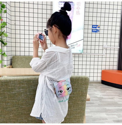Mini Crossbody Bag for Children Cute Cartoon Cat Baby Girls Shoulder Bags PU Leather Boys Kids Small Coin Purse Handbags Wallet