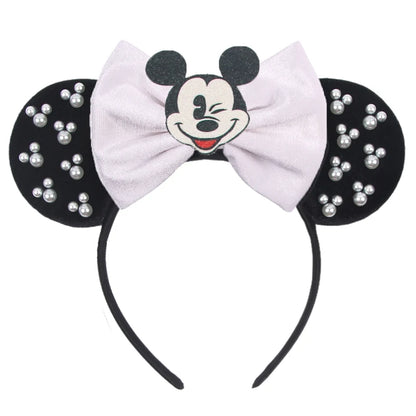 Disney Mickey 3.3"Velvet Ears Headband For Girls Soft Bow Hairband Halloween Festival Party Christmas DIY Hair Accessories