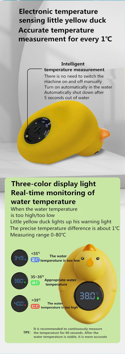 Little Yellow Duck Thermometer Baby Bathtub Shower Water Thermometer Baby Safe Temperature Sensor Floating Waterproof Baby