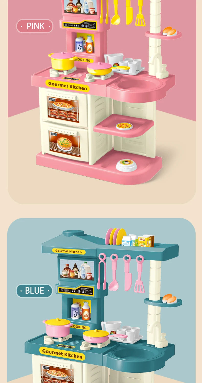 Kids Play Kitchen Accessories, Playset Toys Kitchen Foods Pans Milk Pots Breads Fork for Kid 3+ Boys and Girls
