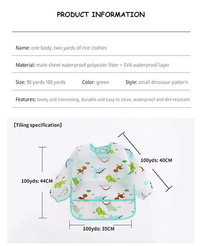 1 PCS Cute Bibs Baby Waterproof Long Sleeve Apron Animals Cartoon Kids Feeding Apron Bib Baby Stuf