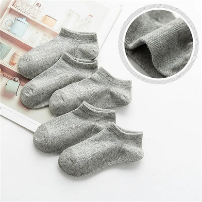 5 Pairs/Lot Children Cotton Socks Boy Girl Baby Fashion Solid Wild Soft Breathable For 1-12 Years Summer Kids Casual Mesh Socks