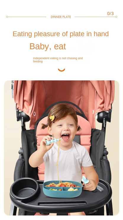 3 In 1 Baby Stroller Dinner Table Tray Phone Stand Plate Accessories Supplies for Toddler Infant Girl Boy Milk Bottle Cup Holder