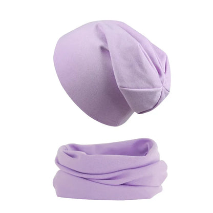 2pcs New Baby Hat Scarf Autumn Winter Soft Elastic Beanie Hats Cotton Newborn Bonnet Warm Accessories Set Boys Girls Hip Hop Cap