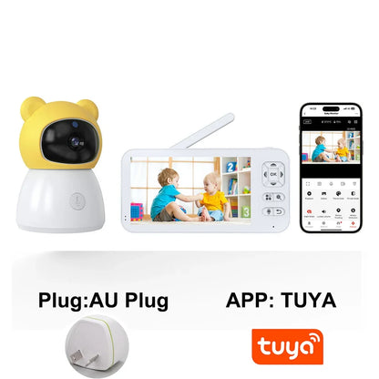 TUYA 5 Inch Video Baby Monitor with Camera PTZ Zoom 3MP Babyphone Cam Security Protection Surveillance Cam Temperature Sensor