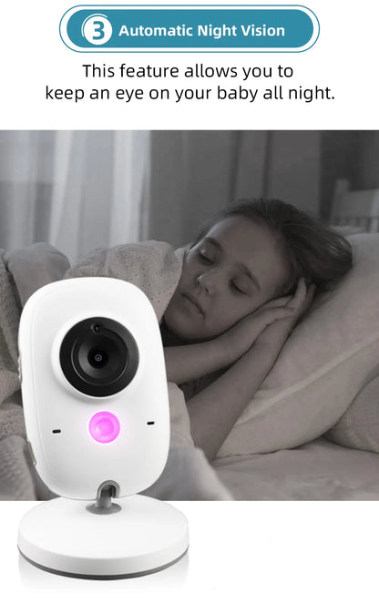 TakTark 3.2 Inch Wireless Video Baby Monitor With Lullabies Auto Night Vision Two Way Intercom Temperature Monitoring Babysitter
