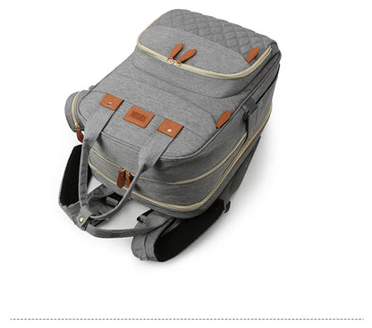 Folding Mommy Bag with USB Port and Shade Cloth Mosquito Net Portable Folding Crib Bed Multi Function Pee Pad Mother Baby Bag