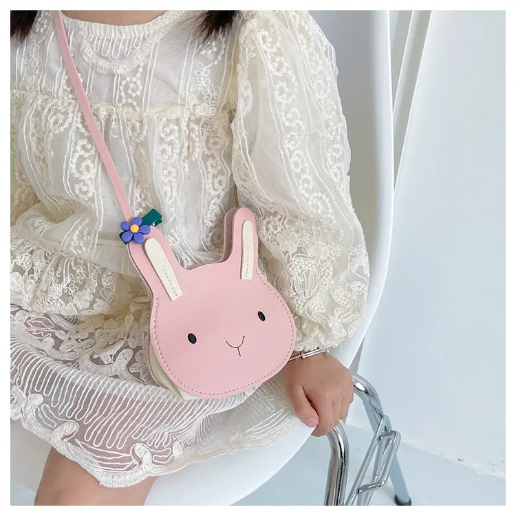 New Cartoon Animal Kids Mini Bags PU Leather Shoulder Bag Cute Bunny Bag for Children Soft Bunny Kids Toddler Girls Boy Purse