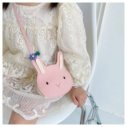 New Cartoon Animal Kids Mini Bags PU Leather Shoulder Bag Cute Bunny Bag for Children Soft Bunny Kids Toddler Girls Boy Purse