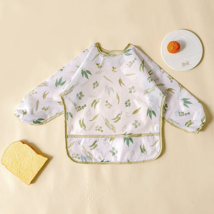 Elinfant 1PC Long Sleeve Bibs, Waterproof Feeding Bibs,Washable Burp Cloth,Coveralls Bibs,Easy To Clean,Wash-Free Eating Bibs